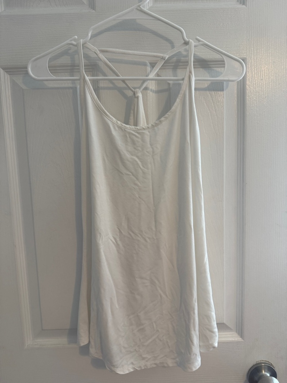 White Strappy Back Tank Top - Lightweight Women's Summer Layer